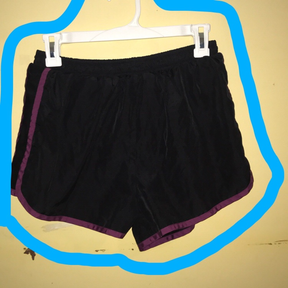 Black and purple athletic shorts